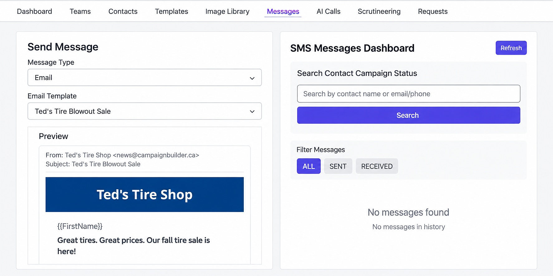 Campaign Builder email and SMS messages